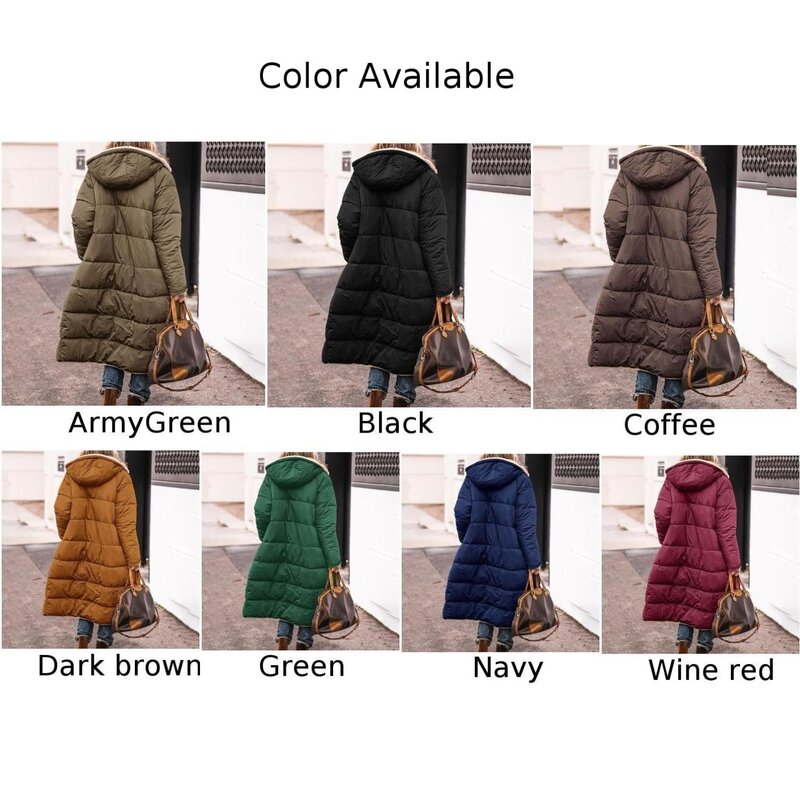 Women Long Winter Padded Jacket Double Sided Hooded Warm Coat Casual Solid Parka Overcoat Loose Elegant Female Thick Outwear