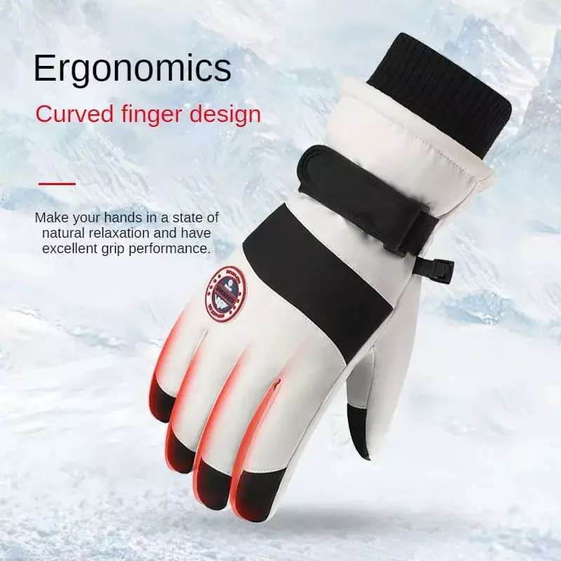 Лыжные перчатки X6 для мужчин и женщин, ветрозащитные и водонепроницаемые зимние Бархатные Теплые перчатки с пальцами для езды на мотоцикле