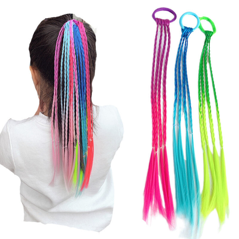 Nuove ragazze parrucche colorate fasce per coda di cavallo elastici fasce per capelli di bellezza copricapo fascia per capelli ornamento per capelli accessori per capelli per bambini