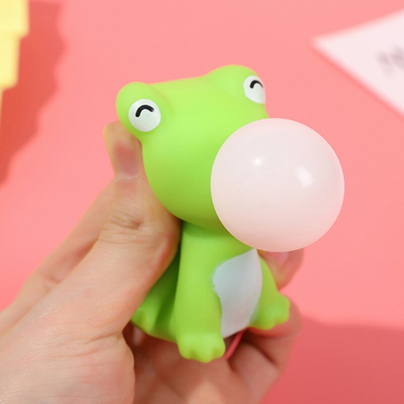 Frog Squeeze Bubble Fidget Toy para meninas, Brinquedos cuspindo, Fun Belinching, Music Blow, Soft, Tortoise, Pu
