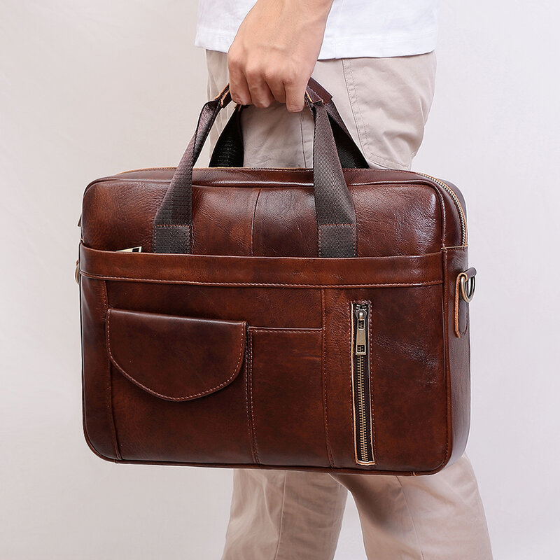 Кожаная сумка, нишевая мужская сумка, вместительная Высококачественная сумка через плечо для компьютера, сумка для ipad, мужской портфель из воловьей кожи