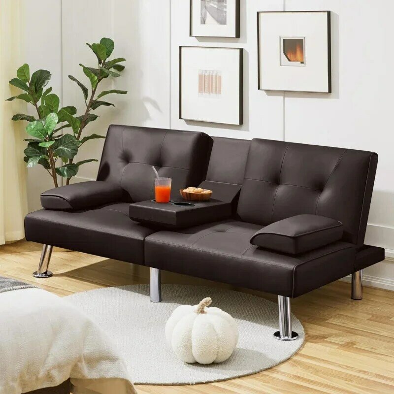 Yahetech-sofá Convertible ajustable para el hogar, mueble moderno de piel sintética Reversible, reposabrazos extraíbles, 3 ángulos