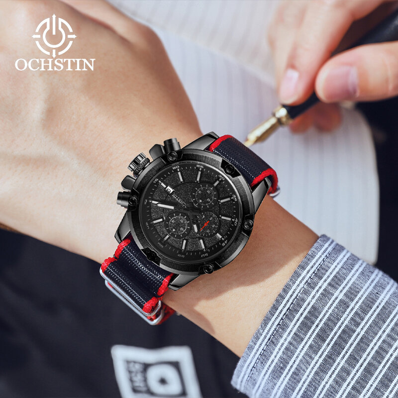 New OCHSTIN 2024 creative nylon series personality trend models men's watches multifunction quartz movement men's quartz watches