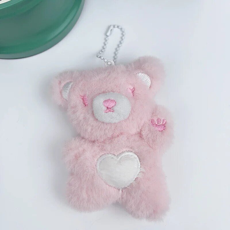 12CM Cartoon Colorful Cute Bear Plush Doll Keychain Kawaii Plush Stuffed Animal Doll Bag Pendant Children's Girl Birthday Gifts