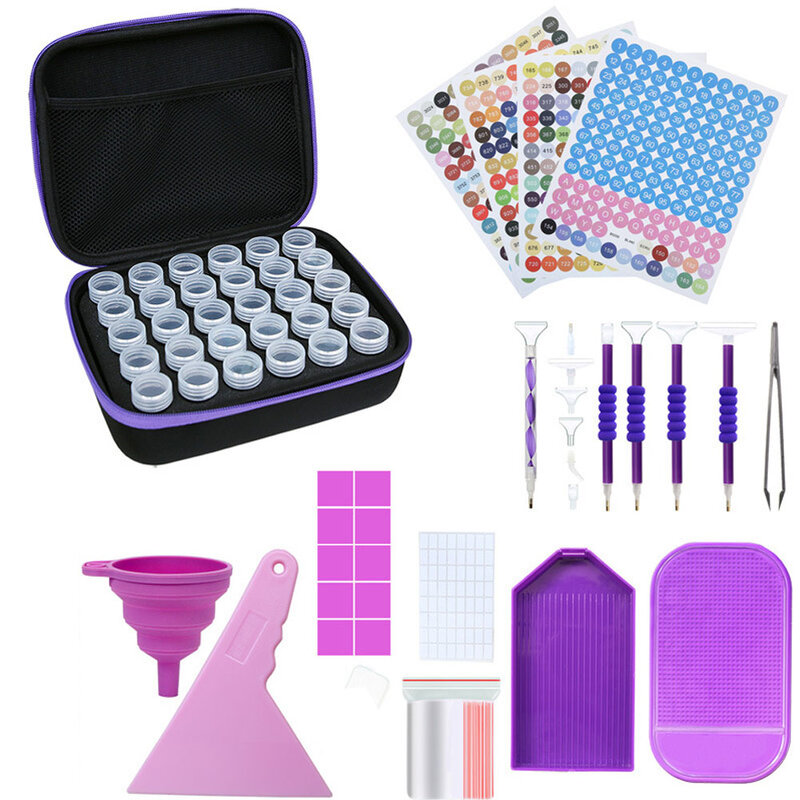 30/60PCS Storage box kit Diamond Painting Accessories DMC Full Color Label Paper Tools Storage Containers Bag Case Mosaic Box
