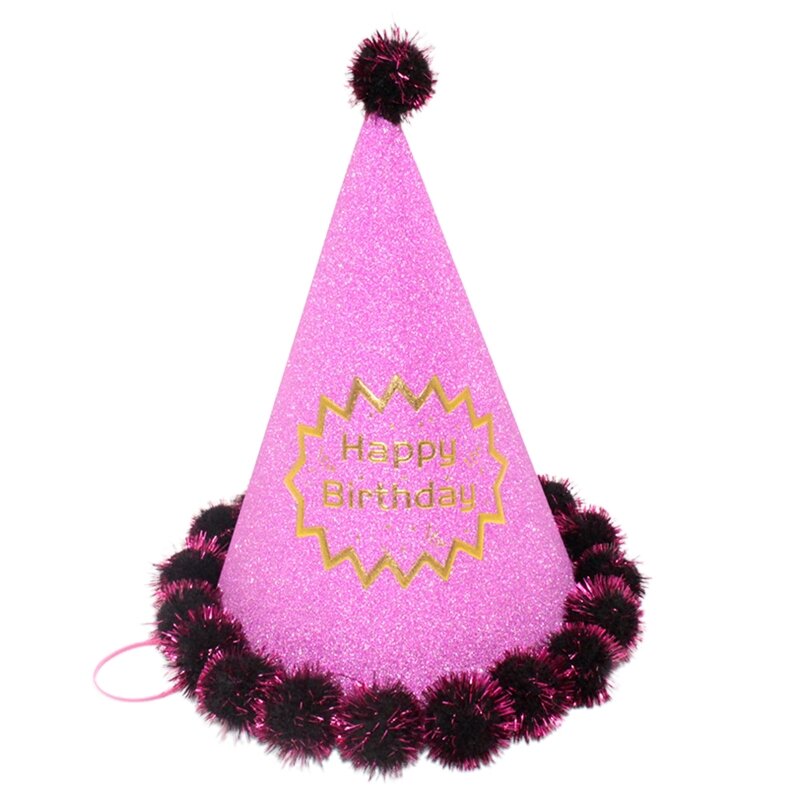 Geburtstags-Kegelhüte, Partyhüte, Geburtstagshut-Kegelhüte mit Bommeln, elastische Kordel, neues Direktversand