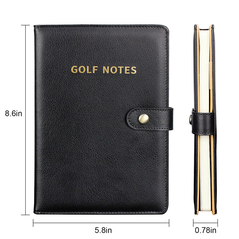 Couro Golf Scorecard Holder, Golf Yardage Livro com 200 Páginas Incluídas, Capa e Papel, Presentes perfeitos para Golfista
