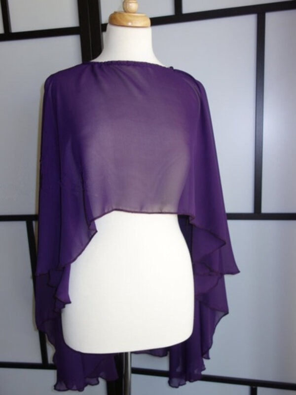 plus size Bridal Cape Shrug party Chiffon wrap purple wedding cloak Shawl bridal bolero chaquetas encaje bolero jacket