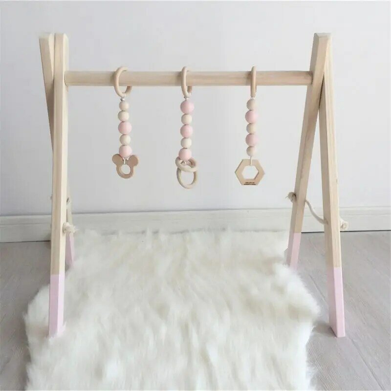 Durable Baby Gym Frame Pendant Fitness Rack Wooden Hanging Appease Comfort Soothing Toy for Infant Toddler Ornaments