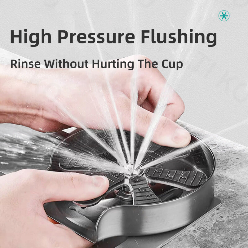 Kitchen cup flusher Stainless steel high pressure automatic bottle washer Kitchen sink accessories Cleaning Cup Accessories Kitc
