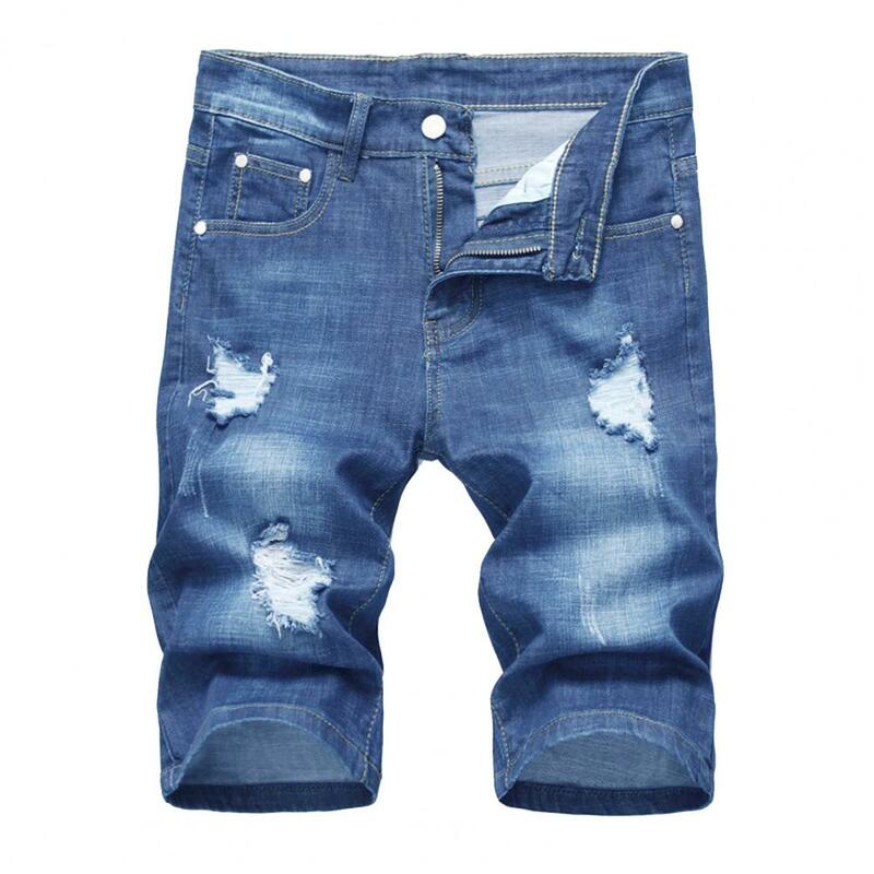 Summer Denim Shorts Men Jean Shorts Jogger Multi Pockets Slim Ripped Holes Straight Denim Shorts for men pantalones cortos