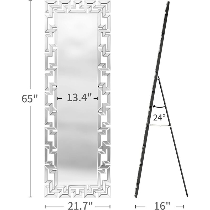 Decoratieve Full Body Spiegel-Verticaal Hangende Of Gekantelde Rechthoekige Vloerspiegel 65 ''X 22'' Slaapkamer Muur Gemonteerde Make-Upspiegel