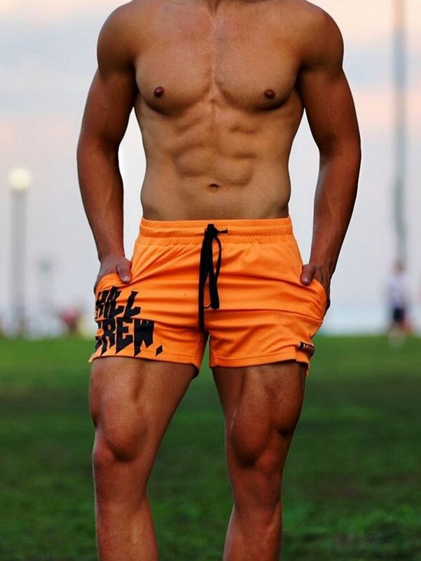 Summer Men's Shorts, Sports Mesh Quick Drying Beach Pants, Training Triad Pants, Muscle Fitness, Long-distance Running