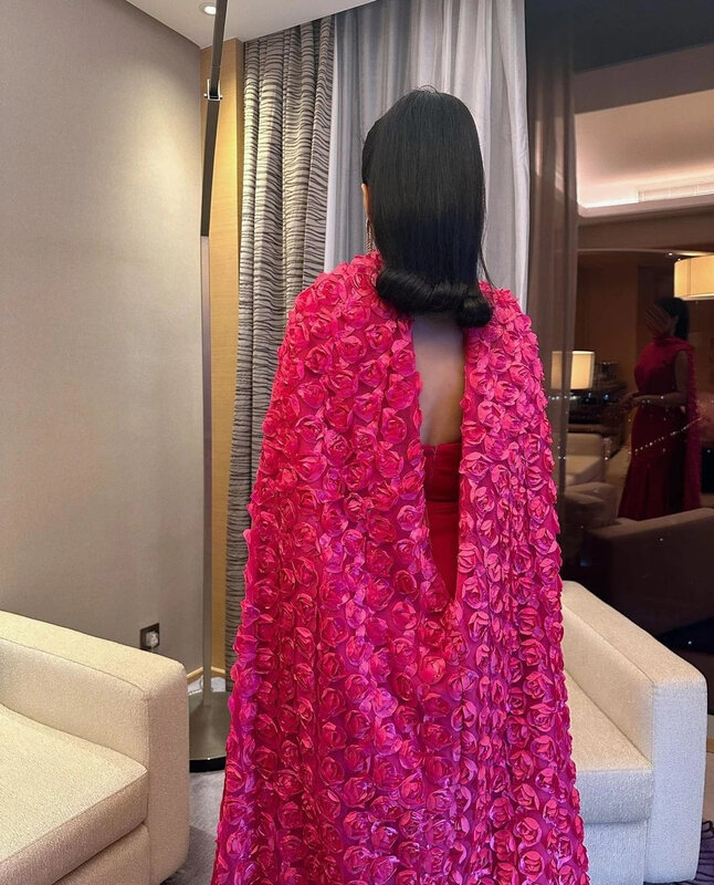 Robe de Soirée à Fleurs 3D Style Sirène Everak, Tenue de Bal Élégante, à Col Haut, de Longueur Rincée, Moderne, Arabie Saoudite, 2024
