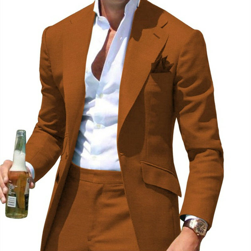 Trajes de cuello de pico para hombres, Blazers ajustados con muescas verdes, chaquetas y pantalones de 2 piezas, ropa informal de negocios para novio y boda