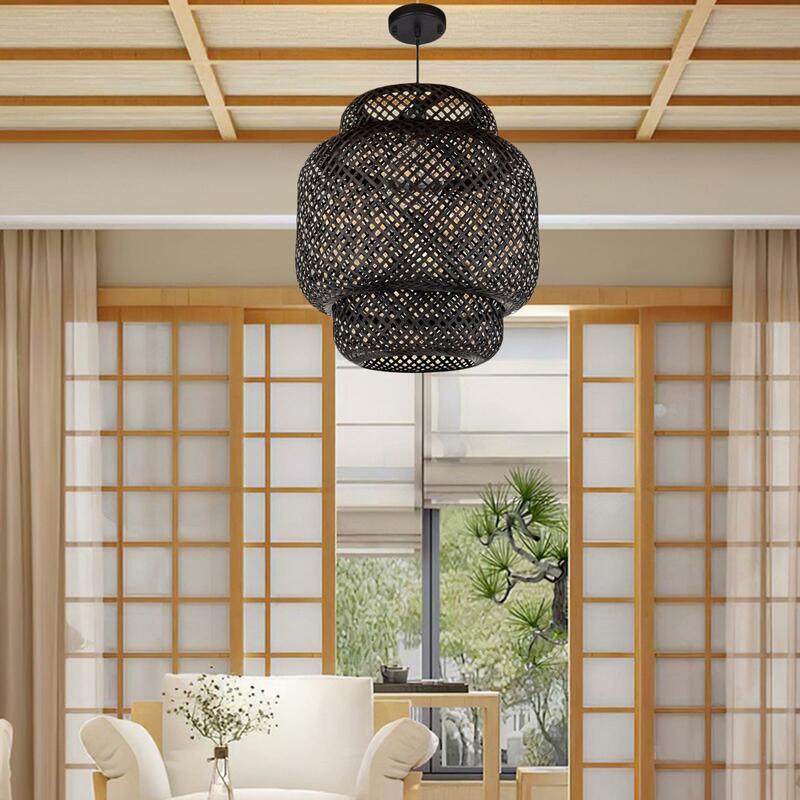 Woven Bamboo Pendant Light Creative Lamp Retro Style Modern Design