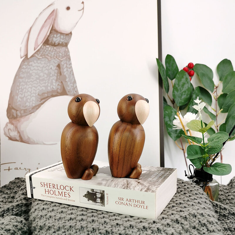 Skulptur Ornament Holz dekoration nach Hause niedlichen Holz Papagei Studie Büro Wohnzimmer Dekoration Geburtstags geschenk
