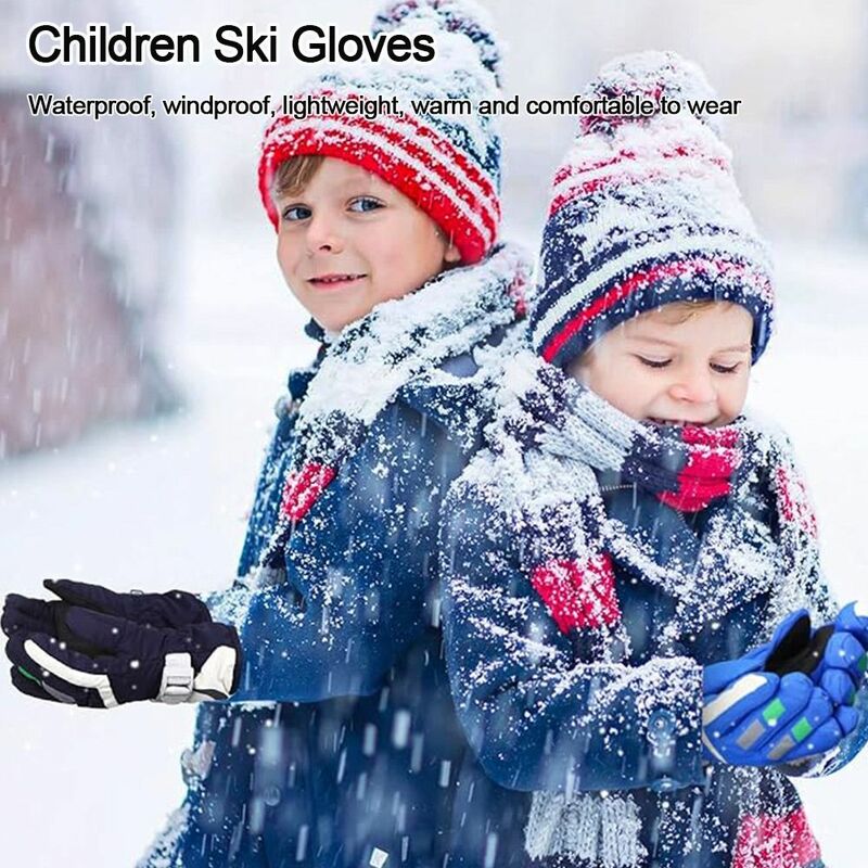 Luvas impermeáveis de esqui infantil, antiderrapantes, grossas, quentes, à prova de vento, criança, nova moda, inverno