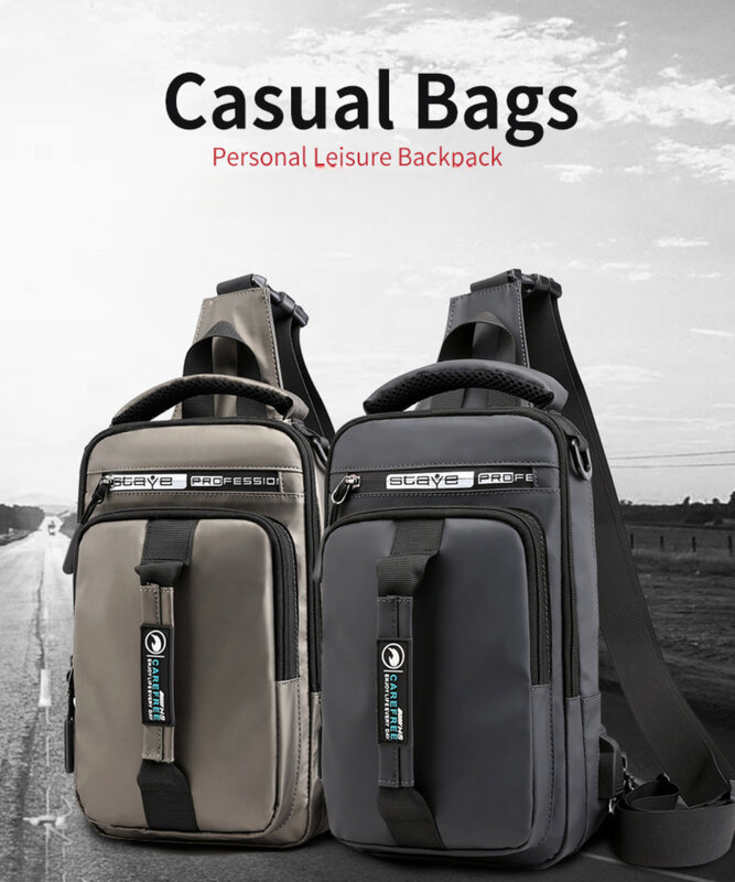 Men's Multifunctional USB Shoulder Bag Crossbody Sling Chest Bag Waterproof Travel Bag Men's Messenger Bag Canvas Bag