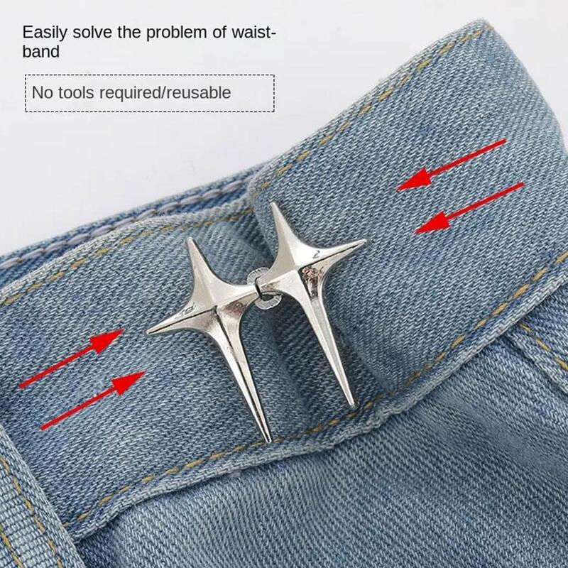 Botão de metal com cruz e estrela para jeans, fivela ajustável na cintura, destacável, diy, vestuário, acessórios de costura, 1 ou 4 unid