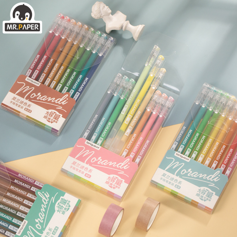 Mr. Paper 5 Designs 9 pz/scatola penne Gel colorate Morandi Set penna per scrittura a mano studenti materiale scolastico cancelleria penne carine