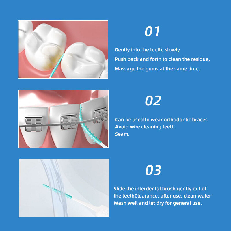 Soft Silicone Dental Floss Stick, Dedicado Toothpick, Higiene Oral, Escova Interdental Descartável para Casa, Viagem