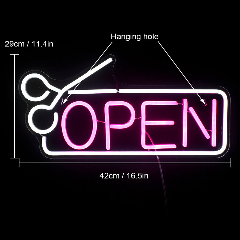 Lampu LED tanda Neon, buka Barbershop, lampu USB desain kreatif Logo gantung seni dekorasi dinding untuk toko tukang cukur toko Salon klub
