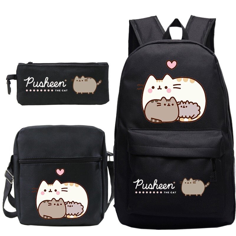 Cartone animato gatto zaino borsa a tracolla astuccio 3 pz/set zaino studenti ragazzo ragazze Bookbag Anime stampa zainetto zaini per bambini