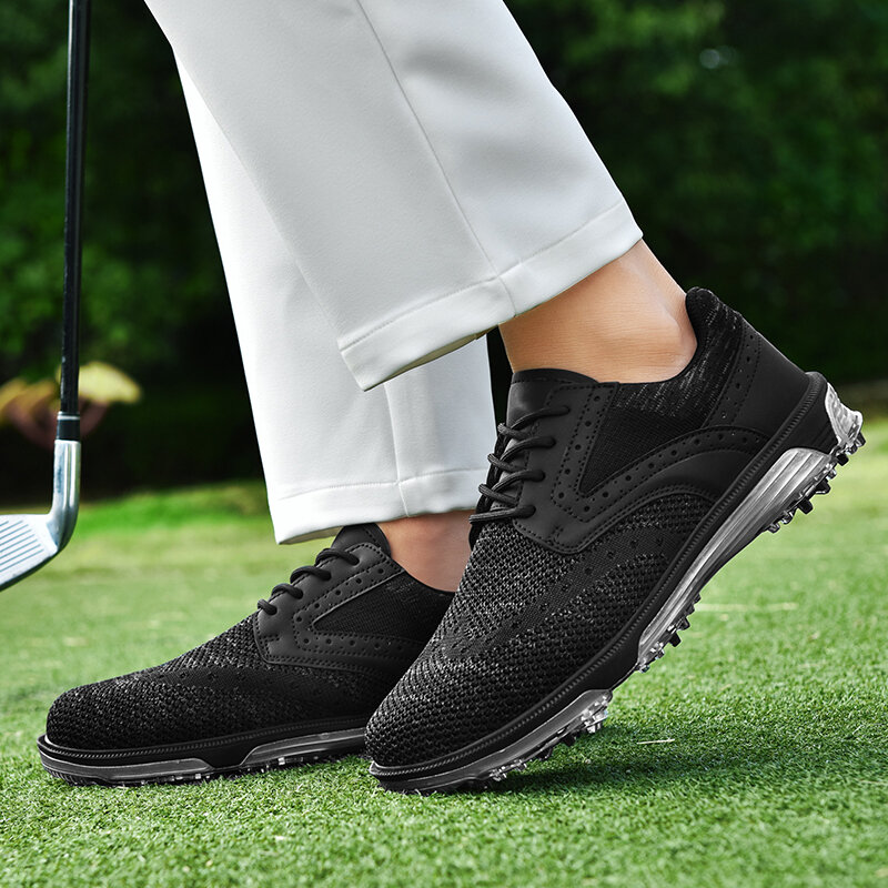 2024 New Cool Men Professional Golf Shoes Black Gray Male Big Size 40-47 Golfing Fitness Trainers Breathable Golfer Sneakers