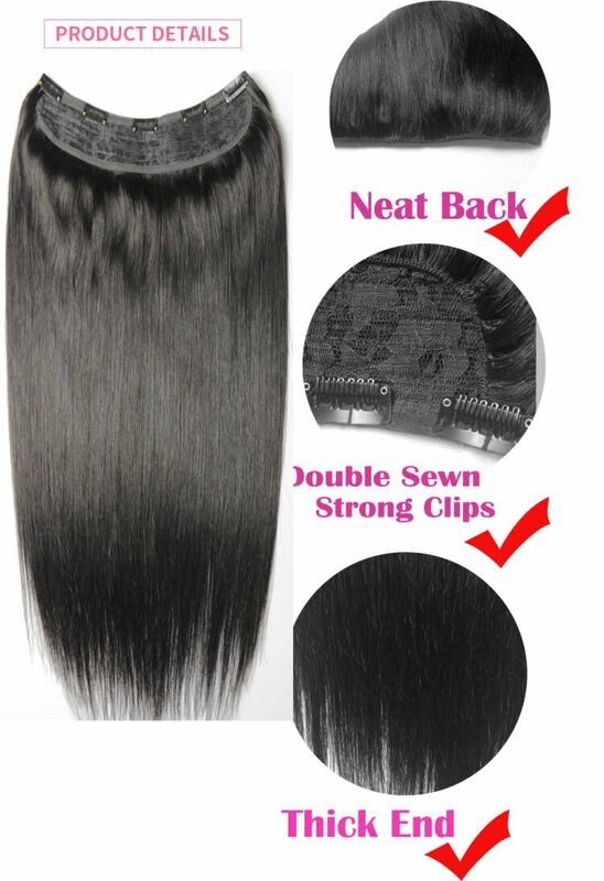 Chocala-Brazilian Remy Hair Extensions, 100% cabelo humano real, 1 peça de U Set com 5 clipes, 16-28 in, 100g-220g