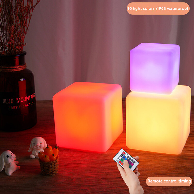 Mini square night light colorful festival toys puntelli da palcoscenico brillano piccola luce quadrata telecomando luce regolabile