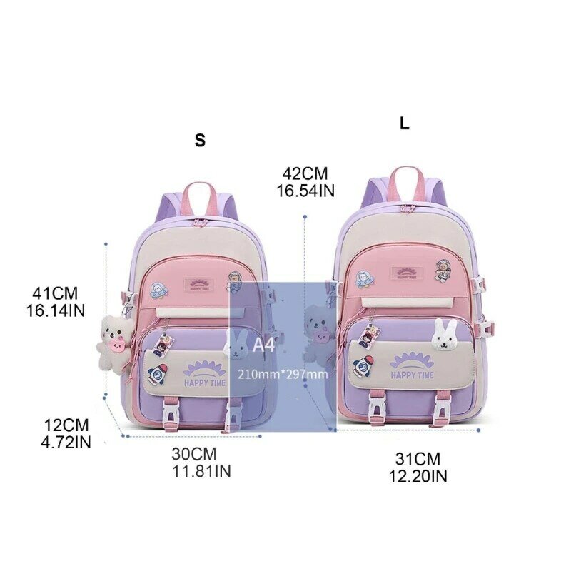 Милый школьный рюкзак для девочек, милый школьный ранец для девочек-подростков, повседневные дорожные рюкзаки с булавкой и подвеской