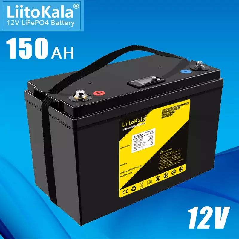 LiitoKala-LiFePO4 Bateria, 12V, 300Ah, 200Ah, 100Ah, 120Ah, 150Ah, Campistas, Impermeável, Bateria de carrinho de golfe, Off-Road, Off-Grid, Energia solar