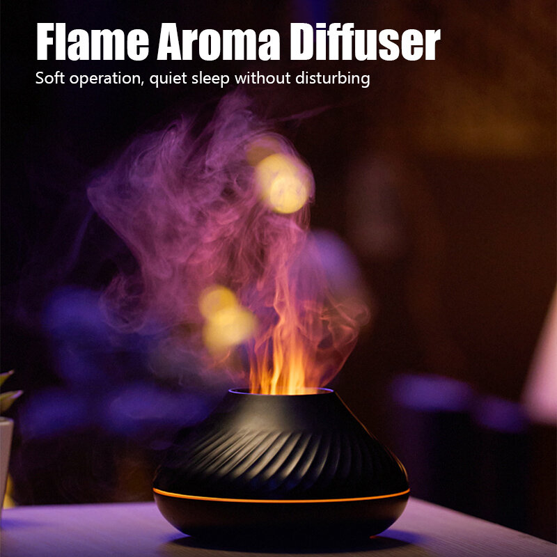 Difusor de Aroma de llama, humidificador de aire, generador de niebla ultrasónico para el hogar, nebulizador de aceite esencial, purificador de lámpara de llama de Color LED