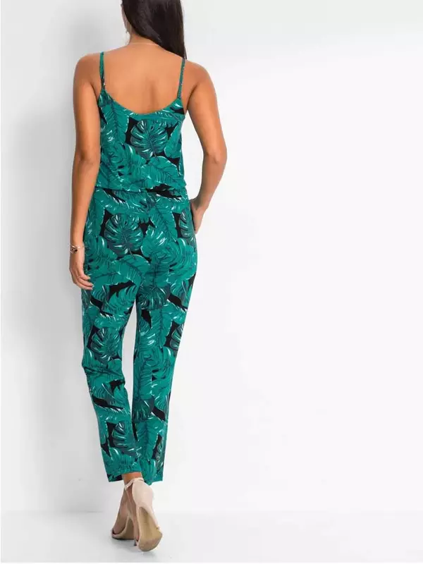 2024 New Fashionable Beach Casual Women Jumpsuits Sexy Slip Sleeveless Pocket Floral Print Overalls Female Pocket Jumpsuits