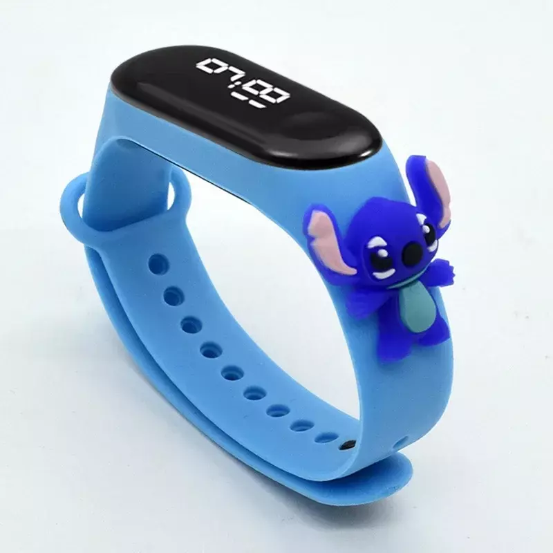Disney-Stitch relógio eletrônico para crianças, relógio esportivo touch, boneca dos desenhos animados, impermeável, LED, anime, presentes para crianças