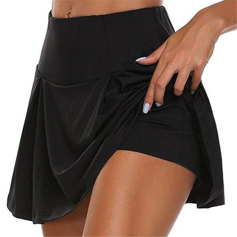 Mini saias de secagem rápida para mulheres, cintura alta, esportes, tênis, dança, fitness, curto, sólido, forro feminino, golfe, verão, 2022
