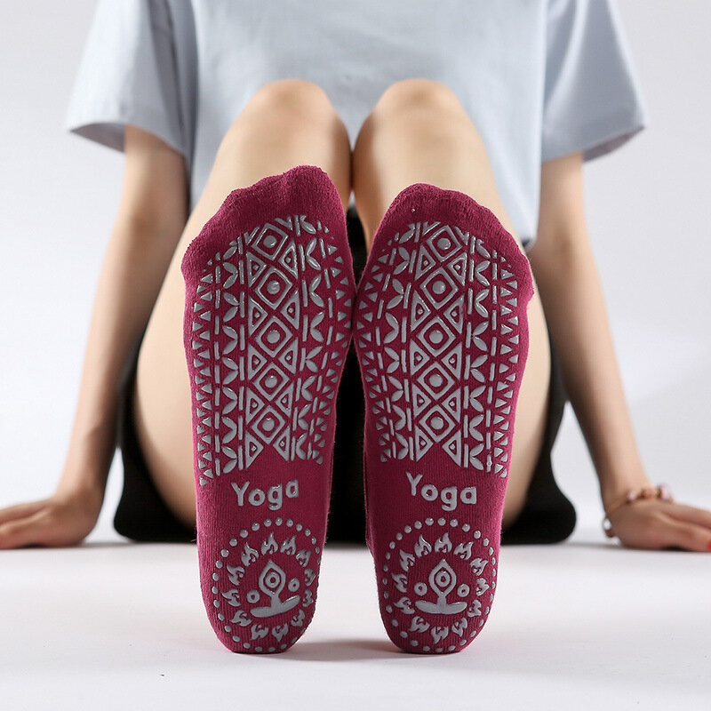 Kaus kaki perban berkualitas wanita Yoga anti-selip kaus kaki balet Pilates peredam cepat kering pegangan bagus untuk wanita kaus kaki katun
