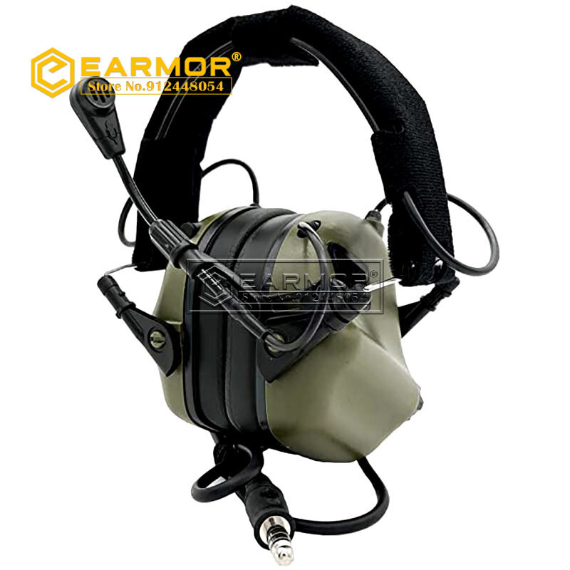 EARMOR IPSC MOD4 Headset taktis, headphone militer komunikasi penerbangan Softair menembak Earphone