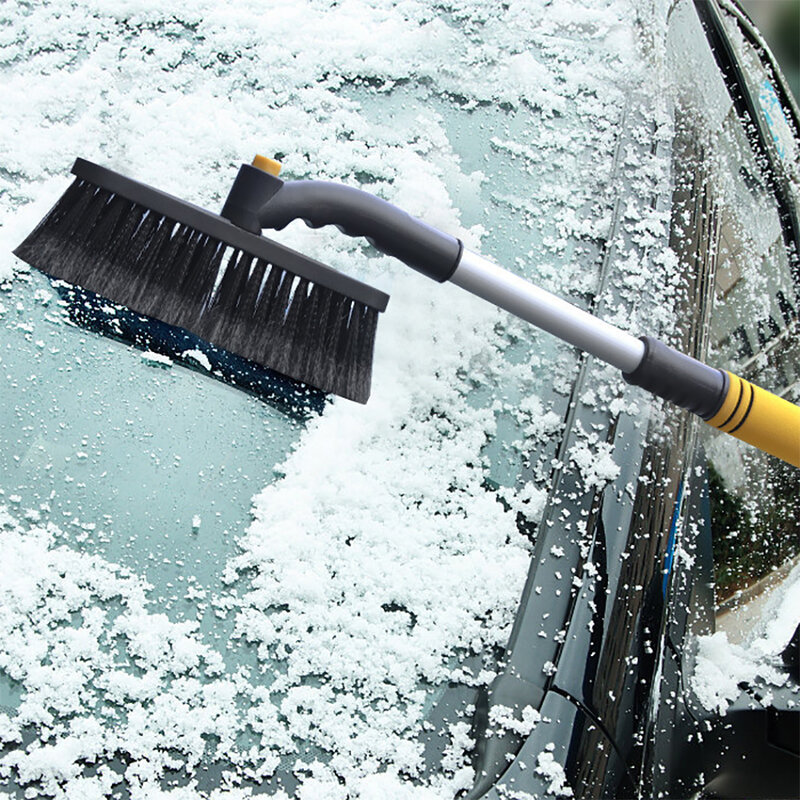 Cepillo de pala de nieve Universal para coche, herramienta de limpieza de deshielo de parabrisas de coche telescópico giratorio 3 en 1, herramientas raspadoras de hielo desmontables