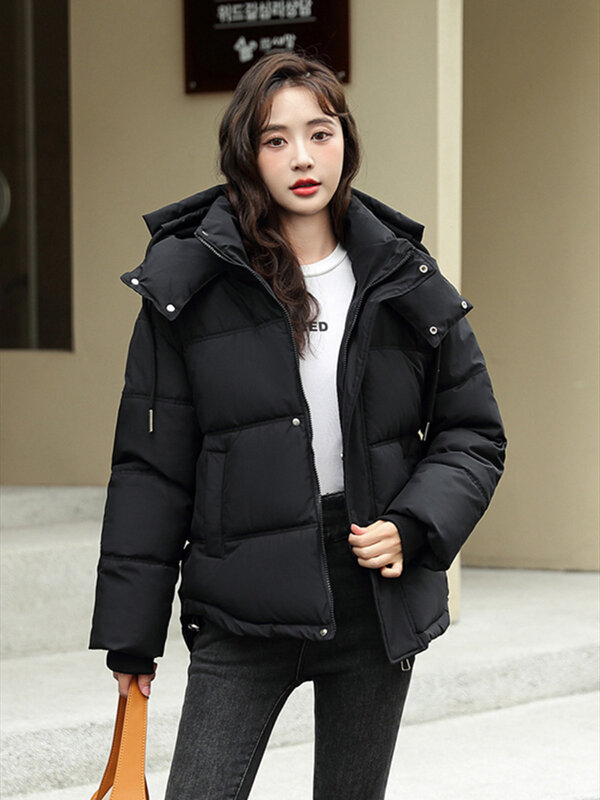 2023 Women ＇ s Winter Hooded Short Overcpat Thick Down Cotton Paddeded Cold Coat Fashion Plus Size Casual Puffer Jackets