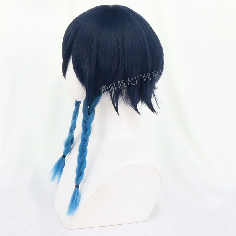 Genshin Impact Venti Cosplay Unisex Blue Wig Cosplay Anime Cosplay Braid Wigs Heat Resistant Synthetic Wigs Halloween