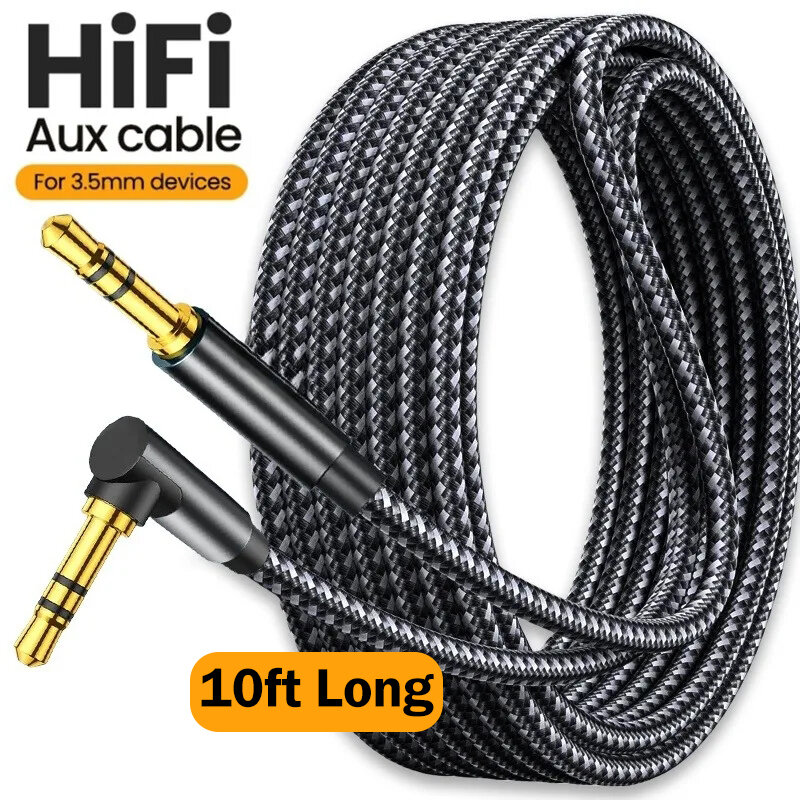 Kabel Audio Jack 3.5mm, kabel adaptor Headphone Mobil 90 derajat siku jantan ke jantan, kabel Aux untuk Samsung Xiaomi MP3/4 Video