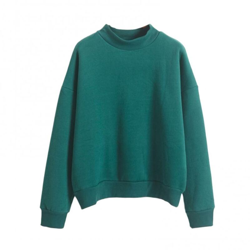 Herbst Winter lässig Frauen einfarbig Rundhals ausschnitt Langarm Sweatshirt Pullover