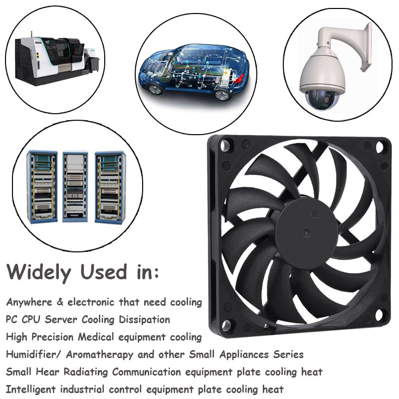 Охлаждающий вентилятор YOUNUON, 80 мм, 5 В, USB 80x80x10 мм, 8 см, 5 В, 12 В, 24 В, 8010, 2 контакта, 3 контакта