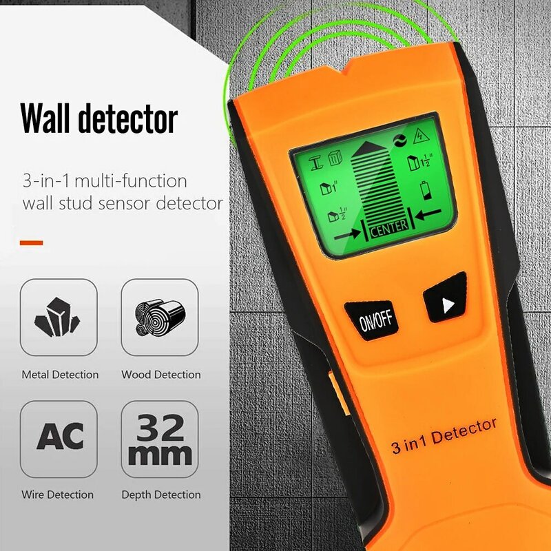 Digital Wall Scanner Pipe Finder, Detector de fio, Live Wire Gadgets, Caixa elétrica, 3 em 1 Sensor