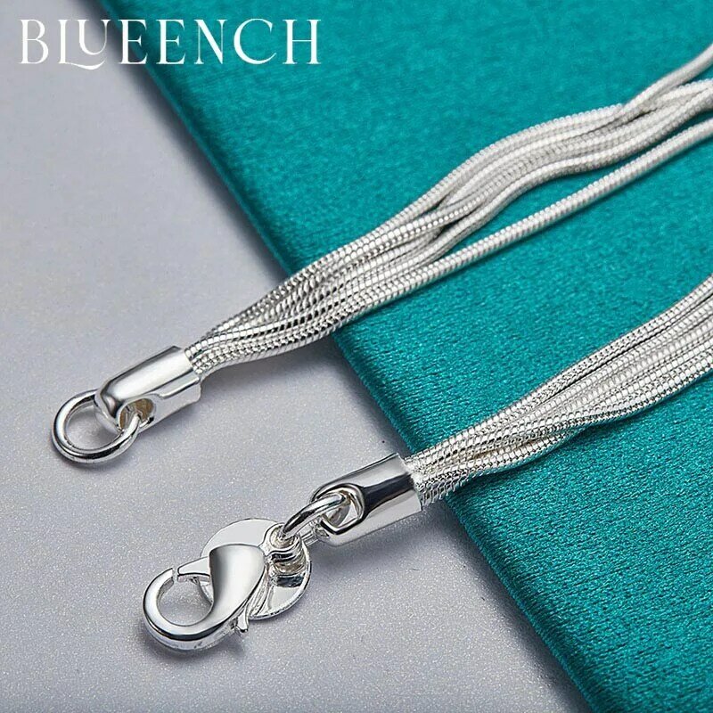 Blueench Gelang Hati Tassel Multi Lingkaran Perak Murni 925 untuk Perhiasan Mode Pesta Wanita