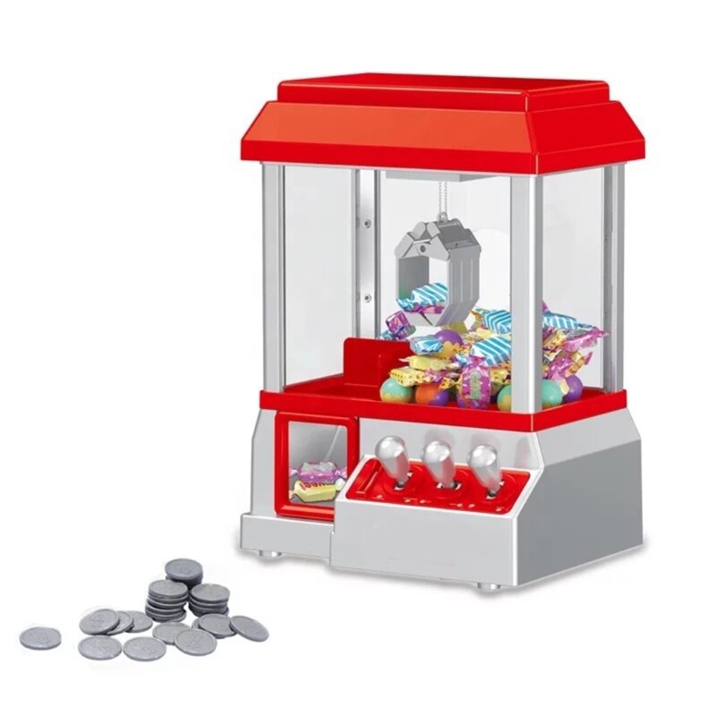 어린이를위한 클로 기계 장난감 아케이드 클로 게임 기계 24 리필 동전 조정 가능한 소리 및 음악 파티 생일 DropShipping