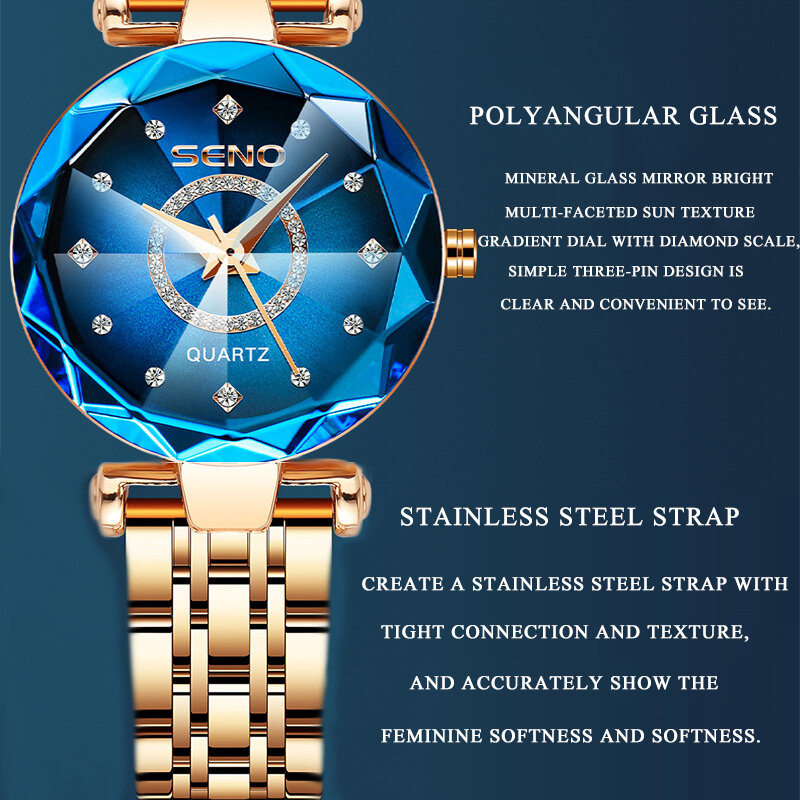 Seno jam tangan wanita gelang baja bintang laut jam tangan wanita modis kristal kuarsa wanita Relogio Feminino jam tangan wanita Reloj Mujer Zegarek Damski