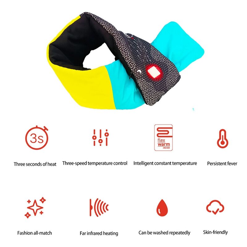Bufanda de cuello calentada con carga USB, almohadilla de calefacción para el cuello, protección contra el frío y cálida, bufanda inteligente Unisex, Invierno